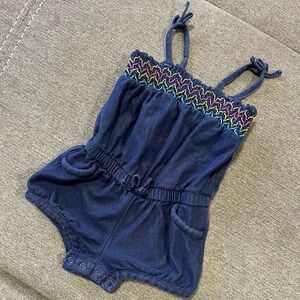 The Children’s Place Baby Denim-Look Smocked Romper 12–18M